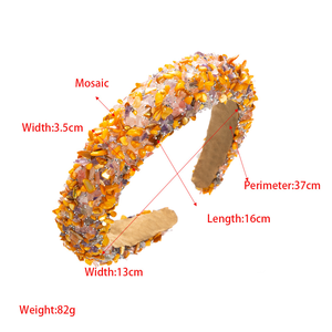 Diadema de cuentas de piedra colorida de Venta caliente de estilo barroco banda de pelo de mosaico de presión de moda para mujeres - Product Image 6