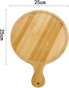 Bandeja <span class=keywords><strong>de</strong></span> Bambú para Pizza con Textura Clara, Asa Curva, Plato Redondo para Servir Pizza en Casa (10 Pulgadas para Pizzas <span class=keywords><strong>de</strong></span> 9 Pulgadas) - Product Image 3