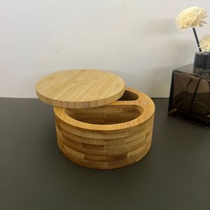 Boîte de stockage d'<span class=keywords><strong>épices</strong></span> <span class=keywords><strong>à</strong></span> assaisonnement en bambou <span class=keywords><strong>à</strong></span> 3 compartiments Sel celler Pepper Bowls Salt Container Holder - Product Image 2