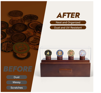 Boîte de présentation personnalisée pour pièces de monnaie, support de collection avec tiroirs en bois et couvercle en acrylique, idéal pour les cadeaux