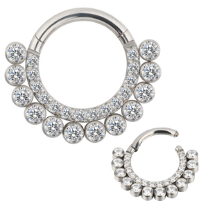 Factory Wholesale Titanium CZ Pave Face With Bezel CZ Line <b>Hinged</b> Segment Ring Fashion Piercing Body Jewelry Nose Hoop Rings - Product Image 4
