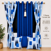 Ensemble de 7 rideaux à œillets semi-occultants personnalisés avec housses de coussin, rideaux géométriques pour le salon