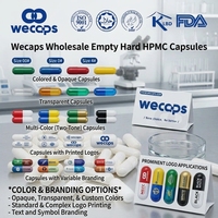 Capsules vides en HPMC personnalisées avec logo et couleur OEM, tailles 00, 0, 1, 2, 3, 4, de qualité alimentaire, en vrac