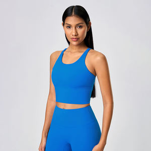 사용자 정의 통기성 압축 여성 크로스 백 체육관 활동복 실행 운동 브래지어 요가 스포츠 브래지어 작물 탱크 탑 - Product Image 6