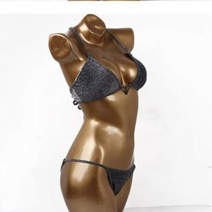 Maillot de bain de luxe 3D personnalisé avec logo USA pour femme, taille haute, bikini triangle à lanières scintillantes, micro-imprimé lettres, directement du fabricant - Product Image 2