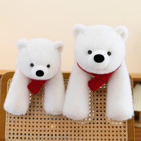 Vente en gros d'animaux en peluche mignons en coton PP, ours polaire blanc en peluche avec écharpe
