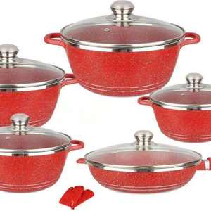 Juego de Ollas de Aluminio de 12 Piezas con Diseño de Mármol, Colección de Utensilios de Cocina Antiadherentes, Excelente Regalo para la Preparación de Alimentos - Product Image 6