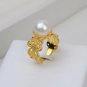 Bague en argent S925 pour femmes, design ouvert, incrustation en forme de lettre, accessoires en perles DIY, plateau vide semi-fini, tendance pour 239 - Product Image 3