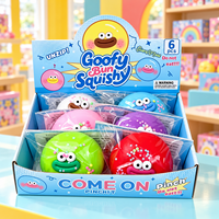 Lot de 6 jouets Squishy Goofy Bun à remontée lente, emballés individuellement, colorés, nouveauté, jouets à presser, boîte de présentation