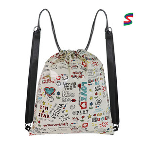 Lightweight Waterproof <b>Drawstring</b> Gym Sack <b>Backpack</b> Custom Logo Polyester Thread Promotional Sports Large Capacity Unisex Travel - Product Image 1