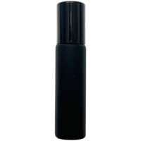 Verre d'huile essentielle de parfum noir mat givré de 4ml 6ml 8ml 10ml sur la bouteille avec le chapeau en aluminium et la boule de rouleau en acier
