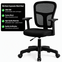 Chaise de bureau ergonomique en maille, directement de l'usine, avec dossier mi-haut, pivotante, support lombaire et base en nylon