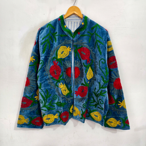 เสื้อแจ็คเก็ตปักลายซูซานีผ้ากำมะหยี่สำหรับผู้หญิง ระบายอากาศได้ดี ลายดอกไม้ งานฝีมือทำมือ เสื้อแจ็คเก็ตผู้หญิง ดีไซน์สวยงาม - Product Image 1