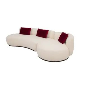 Nisco Modern Living Room Furniture Contemporary 2 pieces circle/round sectional sofa, white