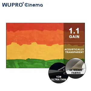 2024 Newest 90-230 Inch Wupro 4K UST Weave Acoustic Transparent Long Throw Projection Screens Cinematic Fixed Frame UST Screen