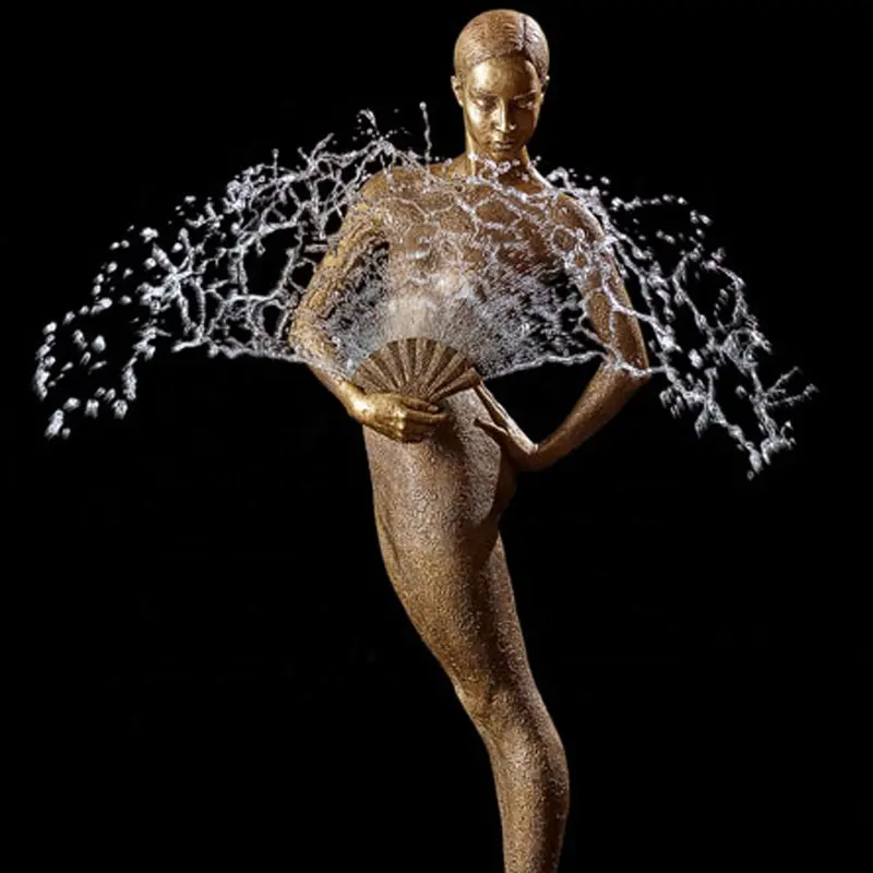 Modern City Square Decorative Life Size Dancing Ballerina Fountain Bronze Ballet Girl Statue with Water Feature