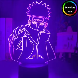 TW-1908 Narutod疼痛小雕像动漫3d led灯用于房间装饰生日礼物触摸传感器亚克力表3D灯