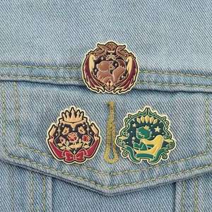 Broche de cuento de hadas Rose & Prince Bosque encantado Juego de pines de metal Estilo de dibujos animados Tema religioso y masónico Insignias de personajes de cuentos - Product Image 1