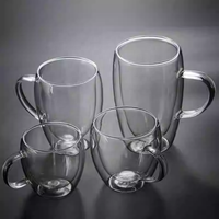 Vente en gros d'usine, tasses à café en verre transparent, tasse à thé en verre avec poignée, ensemble de tasses en verre pour la maison, tasse à café, tasse à bière, cadeaux d'affaires