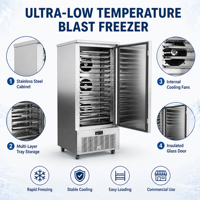 Hotselling enkeltemperatuur geïntegreerde ultra-lage temperatuur reach-in vriezer snelvriezer