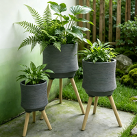 Lot de 3 pots de fleurs en fibre de verre, modernes, pour extérieur, grands pots de jardin pour la décoration de la maison et des villas