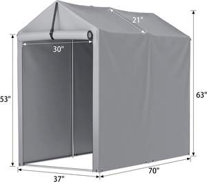 Abri de jardin extérieur 3 x 6 pieds, auvent portable, abri robuste, carport, <span class=keywords><strong>porte</strong></span> à fermeture éclair enroulable, rangement pour vélo, moto, revêtement en PVC - Product Image 2