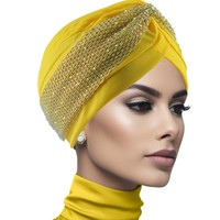 5 Colores, Gorros Turbantes de Estilo Étnico con Borde de Esponja, Pañuelos para la Cabeza con Incrustaciones de Diamantes de Imitación, Estilo Indio y Africano