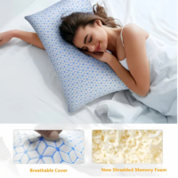 Oreiller réglable Queen Size avec garnissage alternatif 3D, housse en bambou, design ergonomique, motif géométrique, soutien du cou et du corps