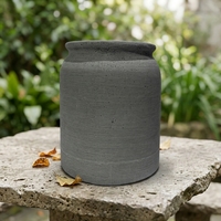 Vase en résine de pierre à texture ciment gris foncé mat, pot de fleurs, décoration minimaliste nordique pour la maison, plante d'intérieur ou d'extérieur