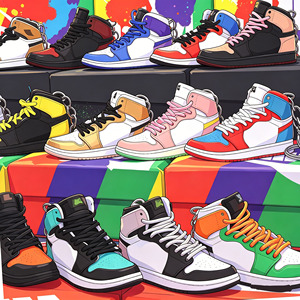 Llavero de goma PVC con diseño de zapatilla 3D mini al por mayor, precio de fábrica, llaveros de goma populares - Product Image 1