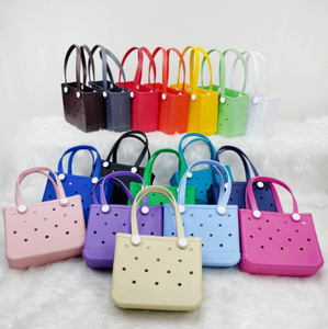 Waterproof EVA Tote <b>Bag</b> Lightweight Perforated Open Top Two Handles Button Portable Shopping Beach Travel <b>Bag</b> for Women - Product Image 4