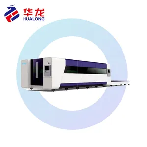 Hualong Industriële 8000W Metalen Ingesloten Fiber Lasersnijmachine Met Auto-Uitwisseling Tafel Milieuvriendelijk