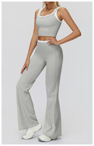 Ensemble 2 pièces de leggings et short de sport respirants en Spandex/Nylon, haute élasticité, séchage rapide, avec soutien-gorge de yoga et jupe, personnalisable pour la vente en gros - Product Image 6