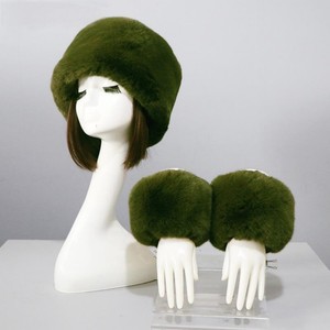 Women 2 Piece Faux Fur Set <b>Artificial</b> Fur Flat Cap Winter Warm Cuffs Comfortable Soft Accessories for Christmas New Year - Product Image 6