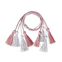 Pompons de marque-page en polyester doré de 58 cm, sac pour bouteille de vin avec cordon de fixation et pendentif en corde de soie glacée