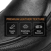 Chaussures de marche légères pour hommes en cuir véritable lisse noir, plateforme, usage quotidien et professionnel, avec logo personnalisé, vente en gros OEM