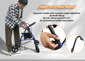 Rollator Walker cho người cao tuổi lớn 4 bánh xe Walker người lớn đi bộ hỗ trợ với ghế rollator cho có thể gập lại nhôm Walker - Product Image 3