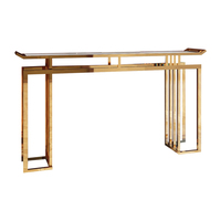 Meubles de salon en gros, table console en marbre, table d'entrée moderne en pierre artificielle, table console de luxe dorée à vendre