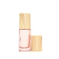 Bouchon en bois de haute qualité 10ml, huile essentielle en verre Rose, à utiliser avec un rouleau de pierres précieuses en cristal et un capuchon en or Rose