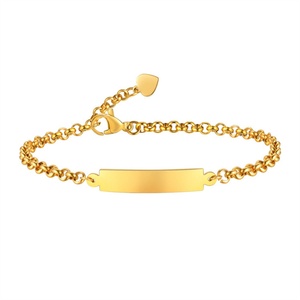 Hot-selling Simple Design Stainless Steel Women's 18K <b>Gold</b> Plated <b>Chain</b> & Link Bracelet for Anniversary Casual/Sporty - Product Image 1
