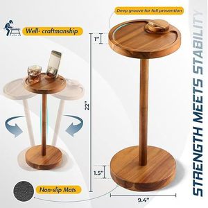 Cross-border wooden <b>round</b> sofa <b>side</b> <b>table</b> with phone holder floor <b>small</b> <b>table</b>, <b>small</b> <b>side</b> <b>table</b>, corner <b>table</b>, storage rack - Product Image 4
