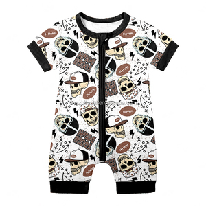 Romper pendek bayi bambu piyama anak-anak Jumpsuit ritsleting Footie Zippy balita bayi anak perempuan anak laki-laki Romper pakaian cetak Barat - Product Image 6
