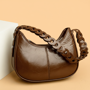 กระเป๋าหนังแท้สะพายข้างสำหรับผู้หญิงยามเย็นแบบเรียบง่ายหรูหรากระเป๋าจัดระเบียบท่องเที่ยวพระจันทร์ครึ่งเสี้ยว - Product Image 1