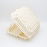 Boîte d'amidon de maïs à 3 compartiments de 9 pouces, à emporter, à clapet biodégradable compostable, 1500ML