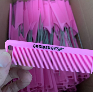 2020 Private Label Carbon Parting Tail Comb Plastic /Metal Thin Long Rat Tail Comb Carbon Metal Combs