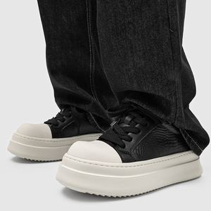 Chaussures décontractées pour hommes à semelle épaisse, en cuir, style skateboard, nouvelle collection, tenis masculino, baskets de marche de haute qualité - Product Image 3