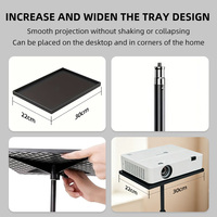 Support de projecteur réglable en hauteur avec 2 plateaux pliables, support de projecteur portable pour le bureau, le home cinéma
