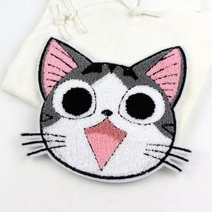 Patch thermocollant rose personnalisé avec paillettes, patch adhésif, patchs brodés en chenille avec un chat mignon - Product Image 2
