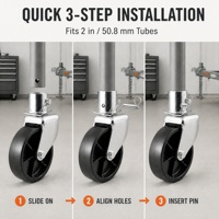 Roue pivotante en polyéthylène de 6 pouces pour cric de remorque, compatible avec tube de cric de 2 pouces (50,8 mm) avec goupille de sécurité pour bateau, utilitaire, camping-car, remorque
