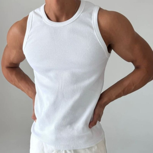 Men's Breathable Compression Athletic Sporty Knitted Tank Top Fitted Gym Stringer Fitness <b>Running</b> <b>Singlet</b> Spandex Cotton - Product Image 3